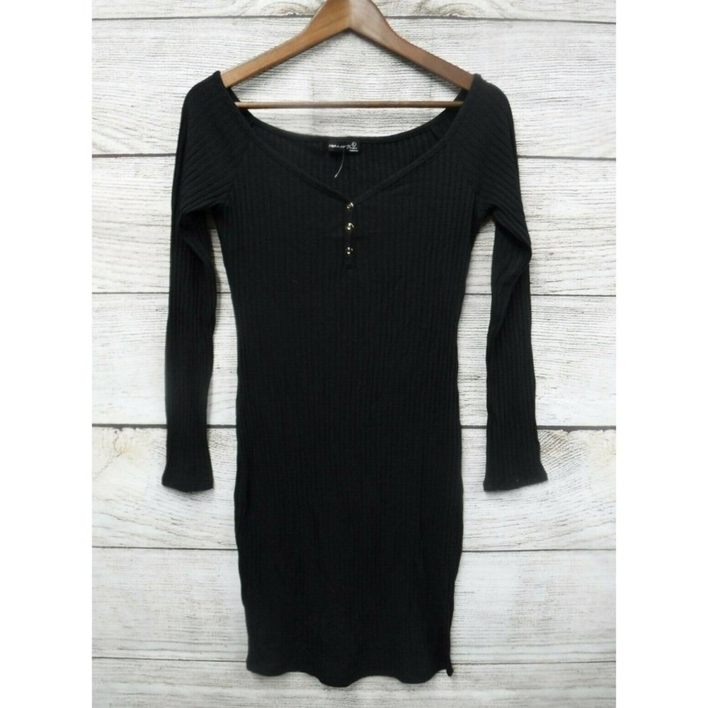 Popular 21 Dress JR Womens‎ Size Large Black Thin Bodycon Off Shoulder Dress New